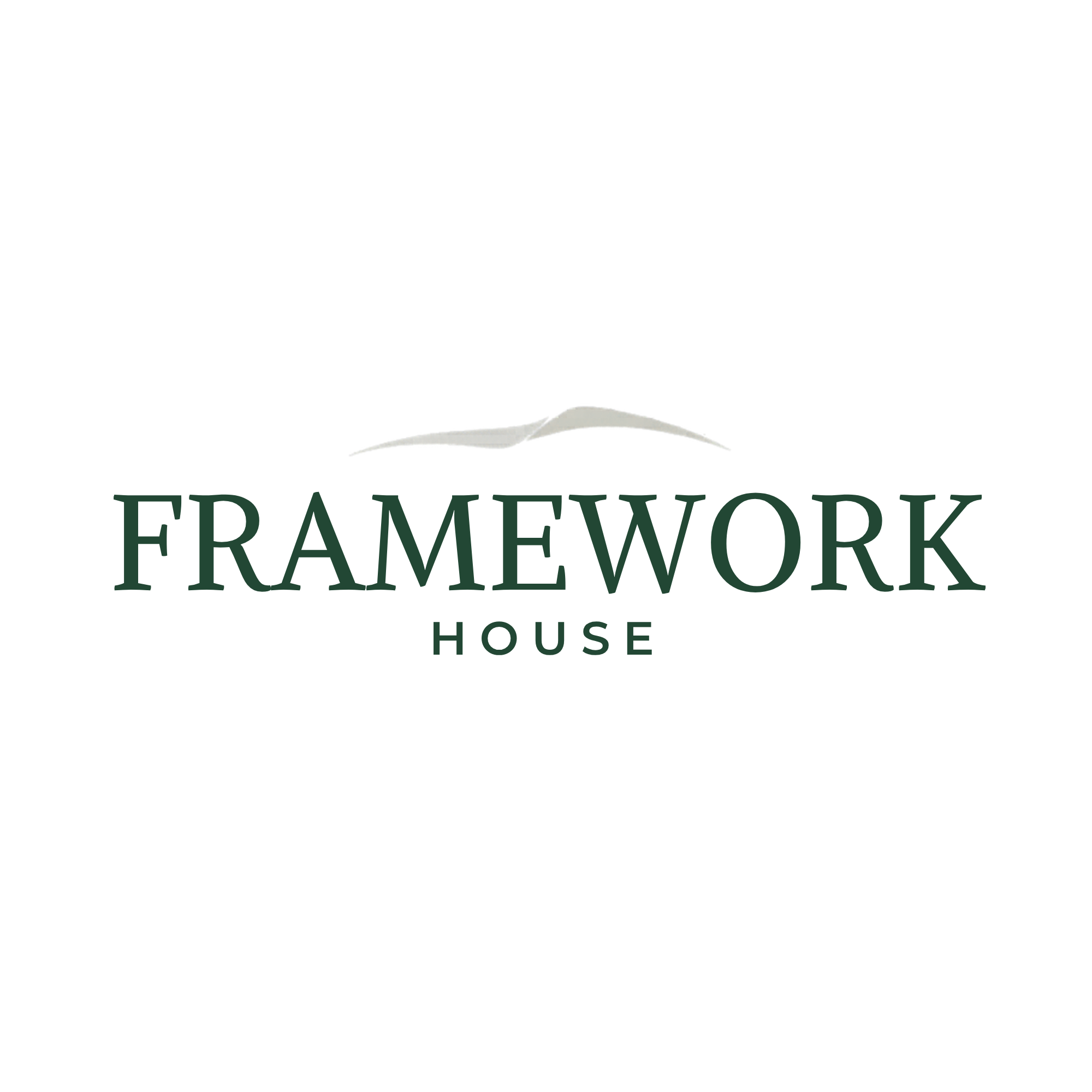 modern logo with sage green arcs